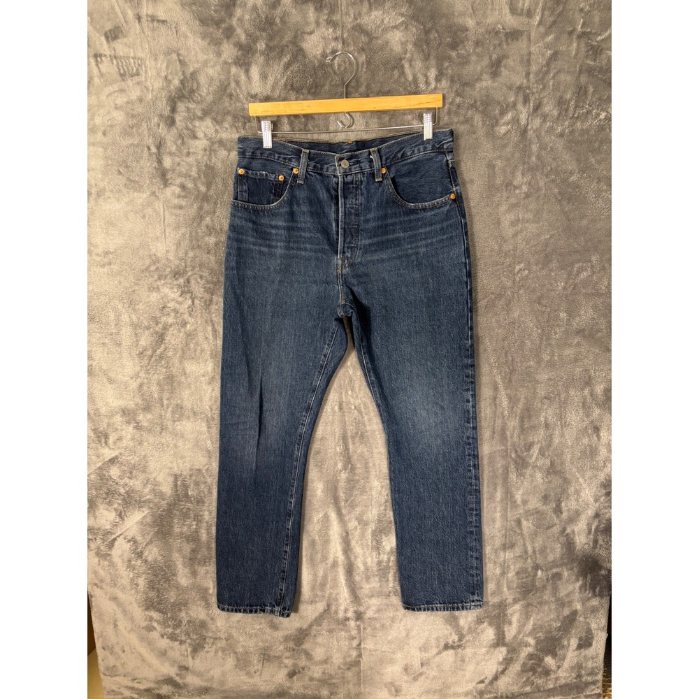 Levis 501 Original Fit Jeans Dark Wash Straight Leg Denim Blue Mens 33x30